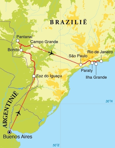 Map: Rondreis Argentinië & Brazilië, 21 dagen (Djoser)