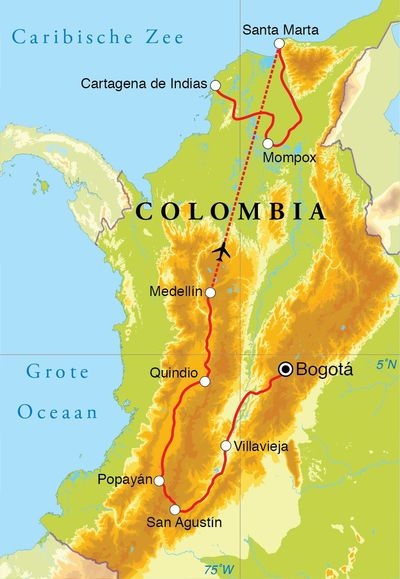 Map: Rondreis Colombia, 21 dagen (Djoser)