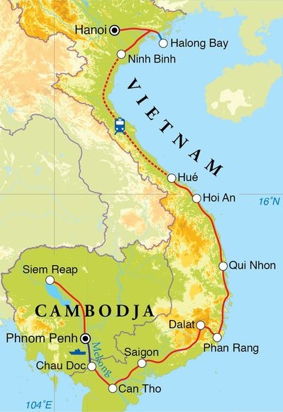 Map: Rondreis Vietnam & Cambodja, 27 dagen (Djoser)