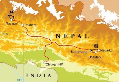 Map: Rondreis Nepal met trekking, 20 dagen (Djoser)