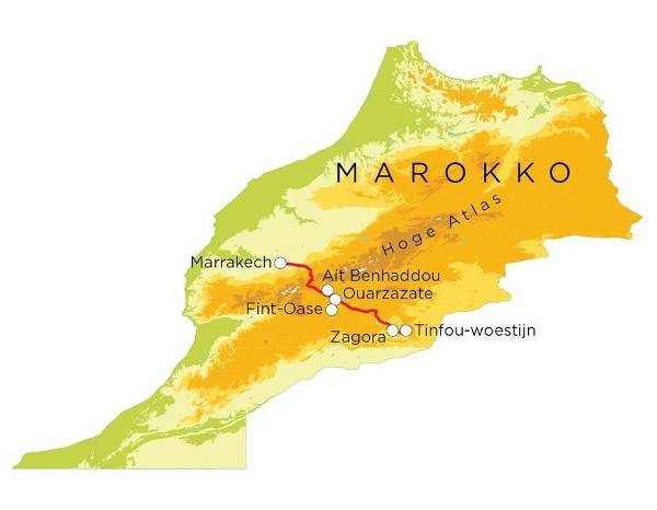 Map: Marokko (woestijn en Marrakech), 8 dagen (Djoser)