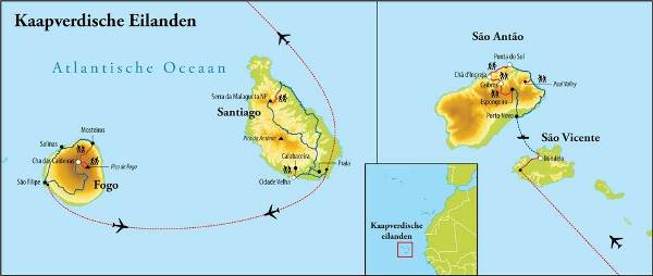 Map: Wandelreis Kaapverdische eilanden, 13 dagen (Djoser)