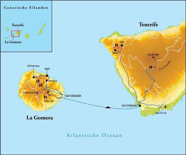 Map: Wandelreis Tenerife & La Gomera - Spanje, 8 dagen (Djoser)