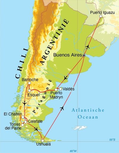 Map: Rondreis Argentinië, Chili & Iguaçu, 26 dagen (Djoser)