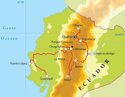 Map: Rondreis Ecuador, met verlenging Galapagos, 29 dagen (Djoser)