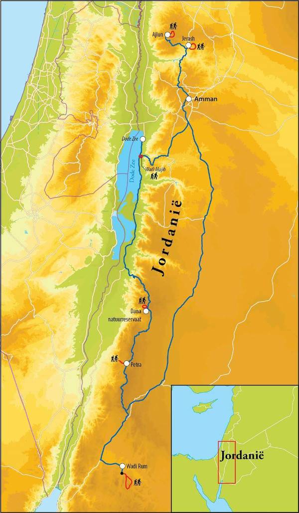 Map: Wandelreis Jordanië, 9 dagen (Djoser)