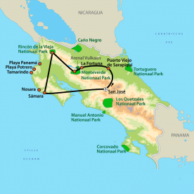 Map: Klassiek Costa Rica per 4WD (Nrv Holidays)