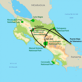 Map: Costa Rica van Kust naar Kust per 4WD (Nrv Holidays)