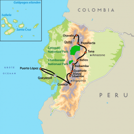 Map: Hoogtepunten van Ecuador (Nrv Holidays)