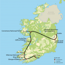 Map: Hoogtepunten van Ierland (o.b.v. eigen vervoer) (Nrv Holidays)