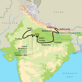 Map: Mooiste van India & Nepal (Nrv Holidays)