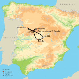 Map: Toledo, Ávila & Madrid (o.b.v. eigen vervoer) (Nrv Holidays)