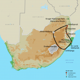 Map: Familierondreis Wildparken Zuid-Afrika (Nrv Holidays)