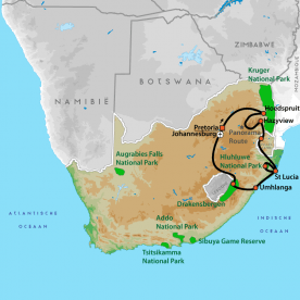 Map: Krugerpark, eSwatini & Zululand (Nrv Holidays)