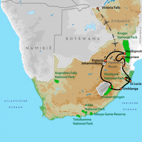 Map: Zuid-Afrika & Victoria Falls (Nrv Holidays)