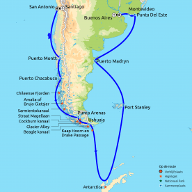 Map: Kerstcruise Zuid-Amerika & Antarctica (Nrv Holidays)