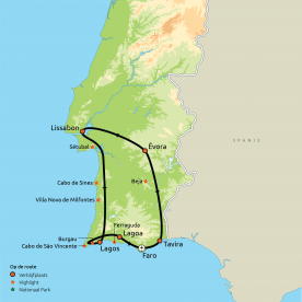 Map: De Algarve, Évora & Lissabon (Nrv Holidays)