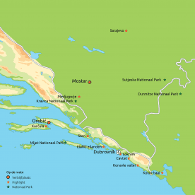 Map: Hoogtepunten van Dalmatië & Bosnië-Herzegovina (o.b.v. eigen vervoer) (Nrv Holidays)