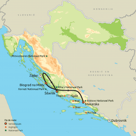 Map: Op ontdekking door Dalmatië (o.b.v. eigen vervoer) (Nrv Holidays)