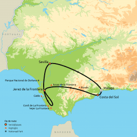 Map: Hoogtepunten van Andalusië (Nrv Holidays)