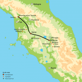 Map: Proef, beleef en ontdek Toscane & Umbrië (Nrv Holidays)