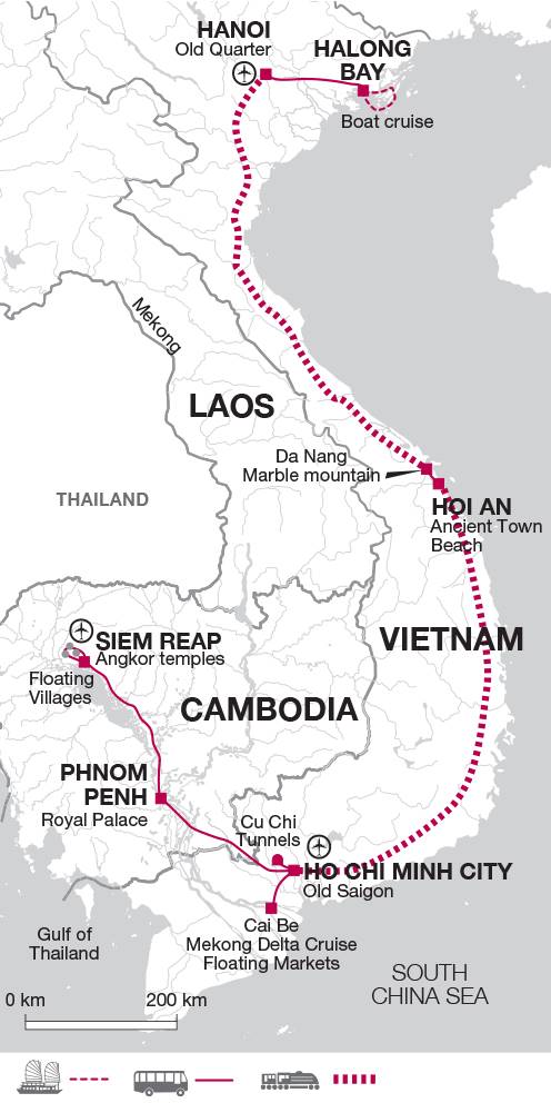 Map: Highlights of Vietnam and Cambodia (Explore!)