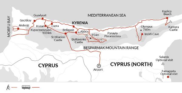 Map: Walking in Northern Cyprus (Explore!)