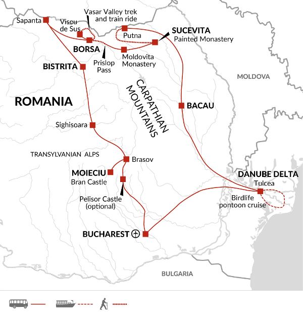Map: Best of Romania and the Danube Delta (Explore!)