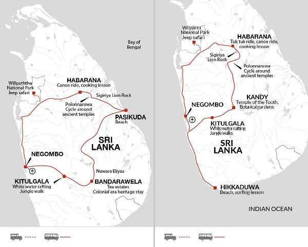 Map: Family Highlights of Sri Lanka (Explore!)