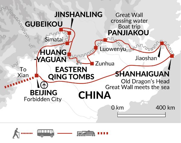 Map: Walk the Great Wall + Xian Extension (Explore!)