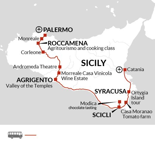 Map: A Taste of Sicily - Palermo to Syracusa (Explore!)