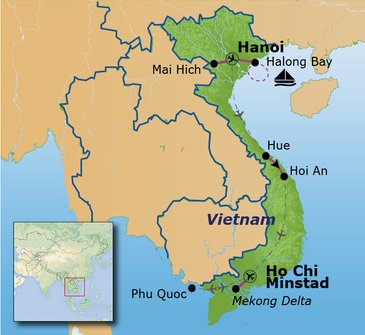 Map: Familiereis Vietnam Hoogtepunten (Sawadee)