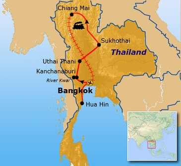 Map: Groepsrondreis Thailand Hoogtepunten (Sawadee)