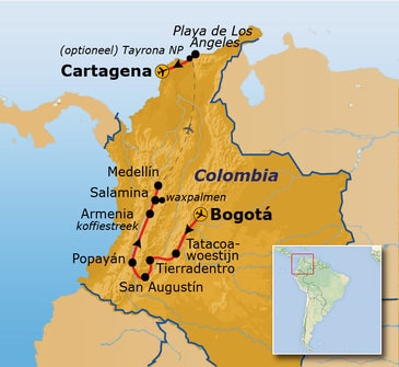 Map: Groepsrondreis Colombia (Sawadee)