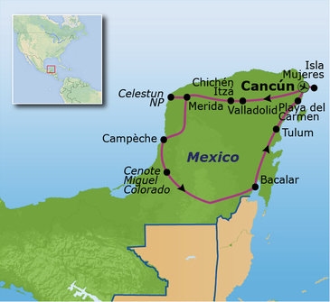 Map: Familiereis Privé Mexico (Sawadee)