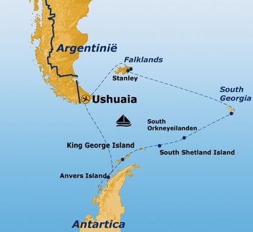 Map: Groepsrondreis Antarctica, Falklands en South Georgia (Sawadee)