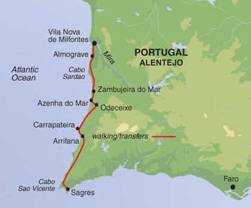 Map: Wandelvakantie Portugal - Alentejo en Algarve (Sawadee)