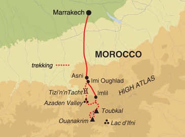 Map: Wandelvakantie Marokko - Beklimming Mount Toubkal (Sawadee)