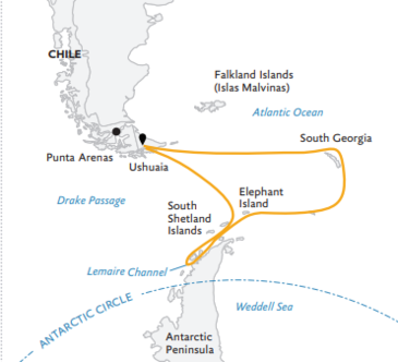 Map: Groepsrondreis Antarctica en South Georgia - pinguinsafari (Sawadee)