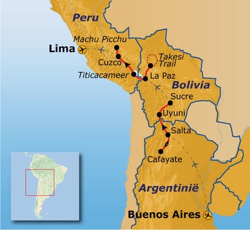 Map: Groepsrondreis ArgentiniÃ«, Bolivia en Peru (Sawadee)