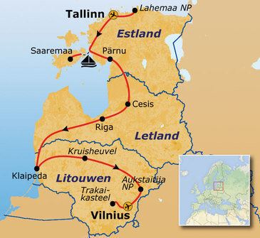 Map: Groepsrondreis Estland, Letland en Litouwen (Sawadee)