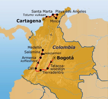 Map: 22-35ers reis Colombia (Sawadee)