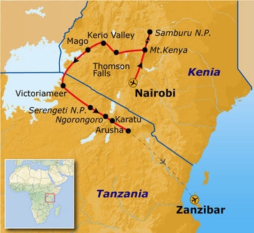 Map: Wandelvakantie Tanzania - Kilimanjaro (Sawadee)