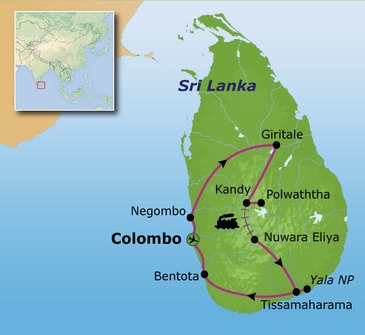 Map: Familiereis Sri Lanka (Sawadee)