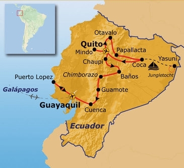 Map: Groepsrondreis Ecuador met optioneel Galapagos (Sawadee)