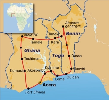 Map: Groepsrondreis Ghana, Togo en Benin (Sawadee)