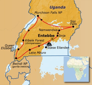 Map: Groepsrondreis Uganda (Sawadee)