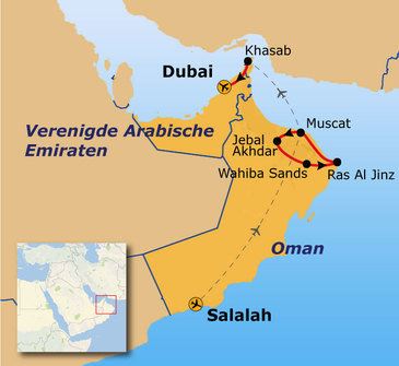 Map: Groepsrondreis Oman en Dubai (Sawadee)