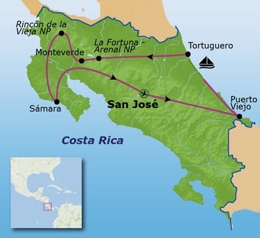 Map: Familiereis Costa Rica (Sawadee)