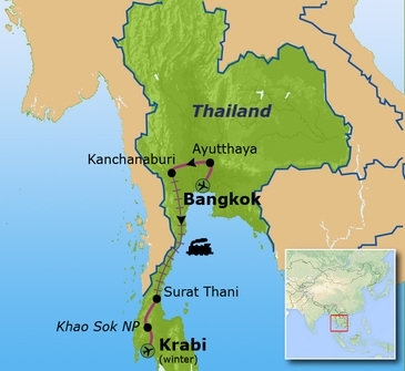 Map: Familiereis Thailand Chill&Adventure (Sawadee)